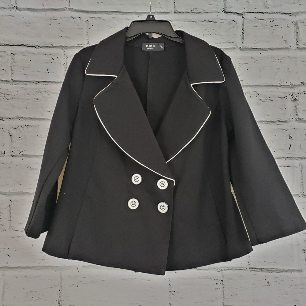 Igigi blackĀ and white womens button front blazerāsizeā14/16